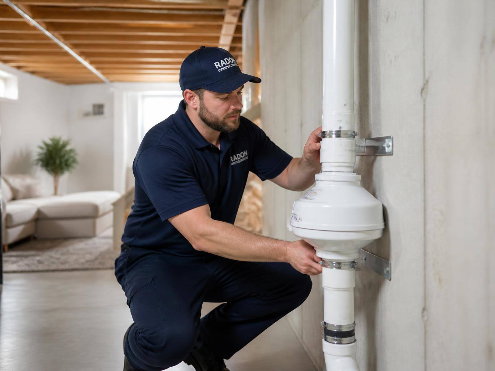 Continuous radon monitor set up on the lowest level of a Greater Cincinnati home